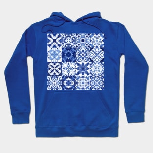 Watercolor Indigo Tiles Hoodie